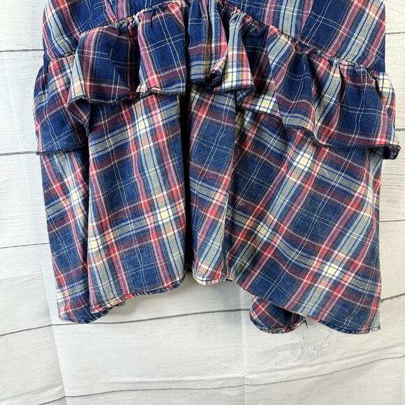 One Teaspoon Womens size Medium Vintage Check Romy Top Plaid Blue - Picture 5 of 10